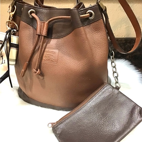Burberry Handbags - Vintage Burberry Drawstring Bucket W/ Attached Pouch
